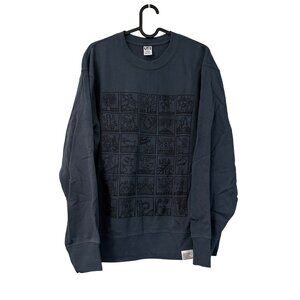 Keith Haring X Uniqlo Navy Graphic Crewneck Sweatshirt Mens Size Large